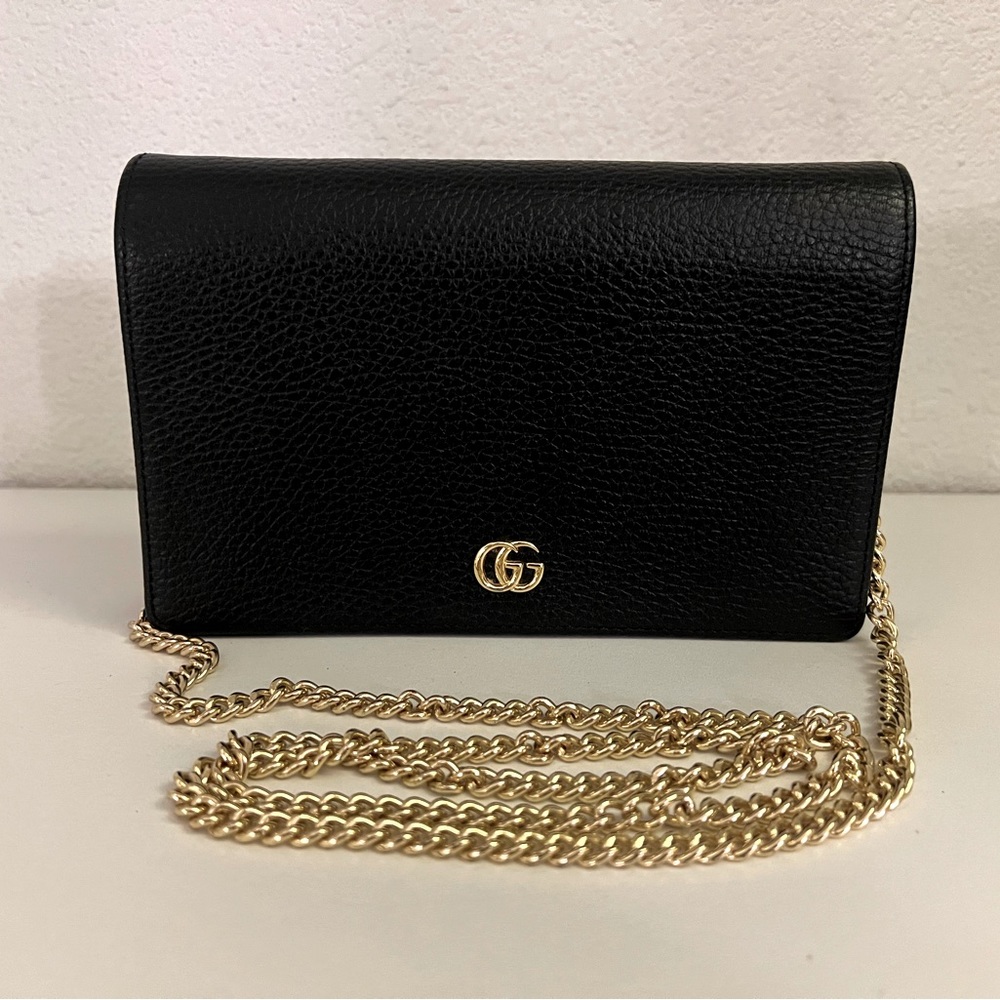 GUCCI GG Marmont Leather Mini Chain Bag